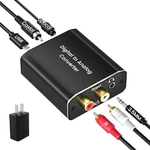 Digital to Analog Audio Converter 192 kHz DAC Digital Coaxial and Toslink to Analog and RCA (L/R) Stereo Audio Adapter