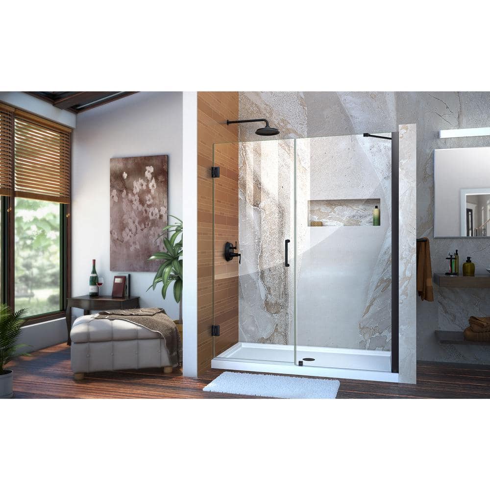 DreamLine 61" Black Frameless Hinged Shower Door with ClearMax Glass
