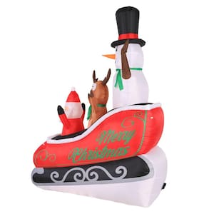 96 in. H x 28 in. W x 70 in. L Christmas Inflatable Airflowz Inflatable Santa Sleigh Ride