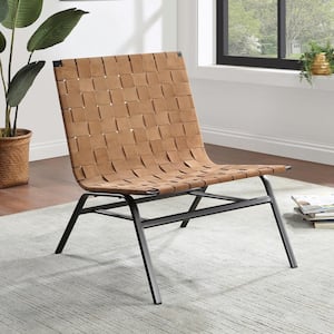 Cavett Brown Woven Leather Accent Chair