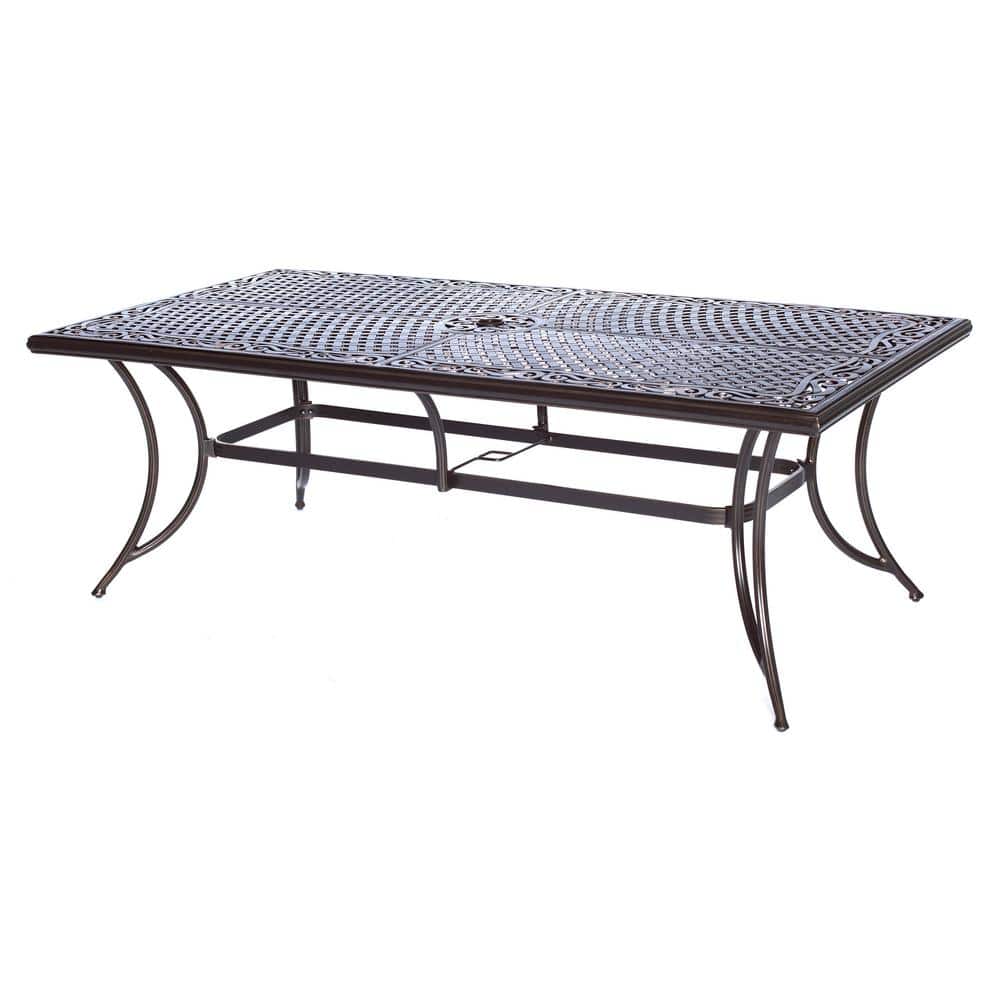 Bronze Aluminum 9-Piece Outdoor Dining Set with Natural Cushions