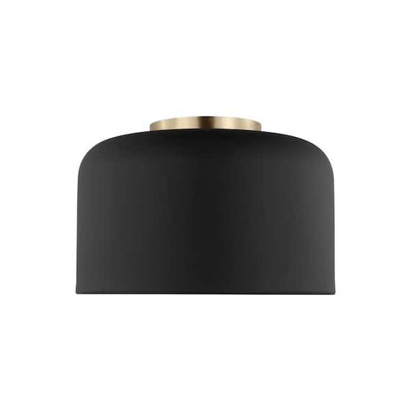 Generation Lighting Malone 10.75 in. 1-Light Midnight Black Small Ceiling Flush Mount