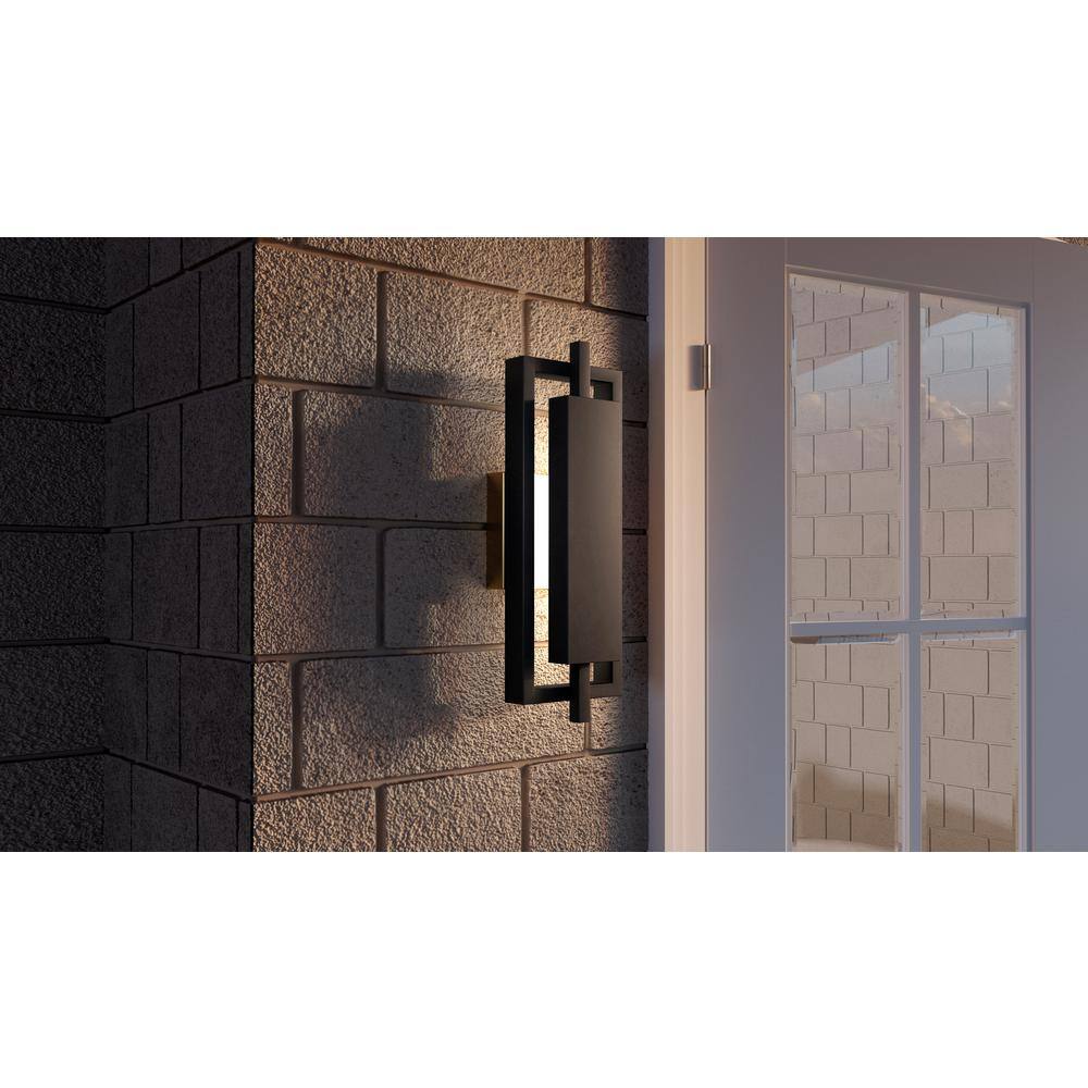 Matte Black Geometric LED Outdoor Wall Lantern