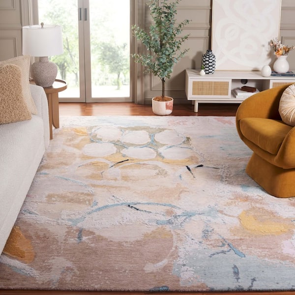 Saint Tropez 9 ft. x 12 ft. Light Blue/Blush Abstract Area Rug