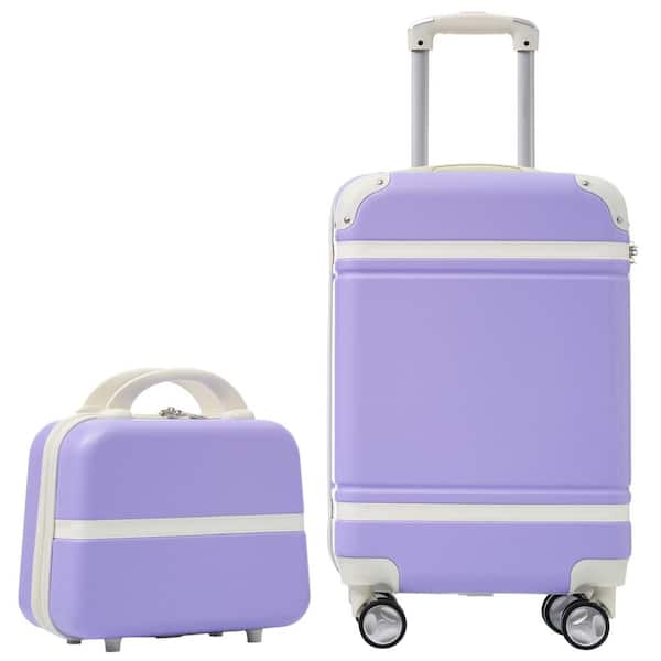 Merax 2-Piece Purple ABS Hardshell 20 in. Spinner Luggage Set with Cosmetic Case, 3-Digital TSA Lock