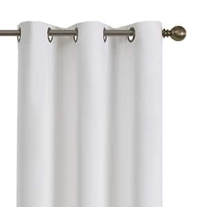 Microfiber Thermaback White Solid Polyester 42 in. W x 63 in. L Blackout Single Grommet Top Curtain Panel