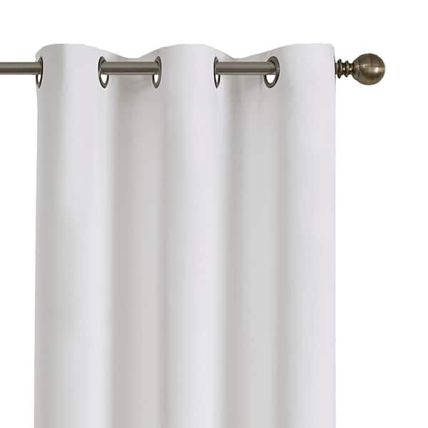 Microfiber Thermaback White Solid Polyester 42 in. W x 63 in. L Blackout Single Grommet Top Curtain Panel