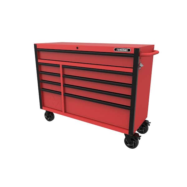Heavy-Duty 52 in. W x 20 in. D 9-Drawer Matte Red Rolling Tool Cabinet