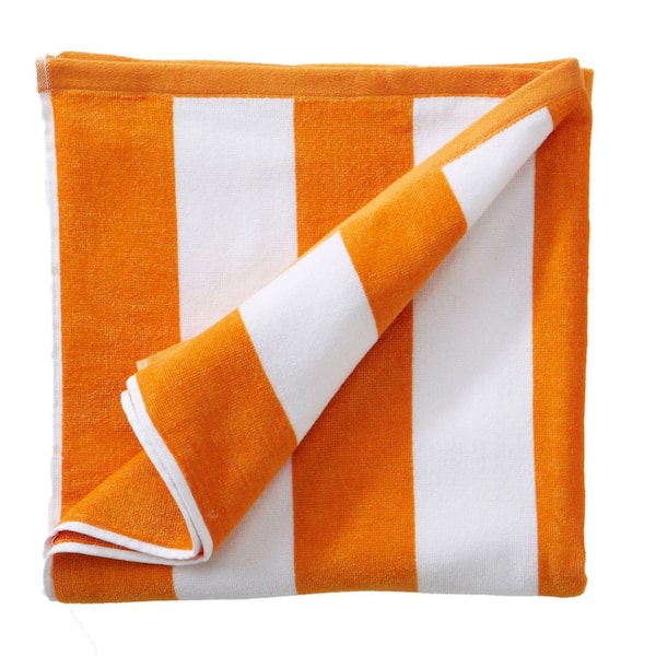 FRESHFOLDS Orange Oversized 100% Cotton Cabana Beach and Pool Towels