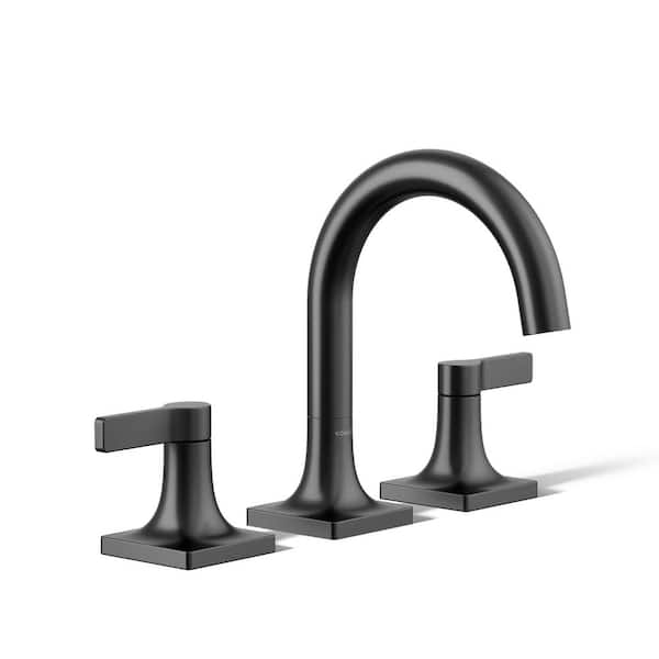 KOHLER Venza 8 in. Widespread Double Handle Bathroom Faucet in Matte Black