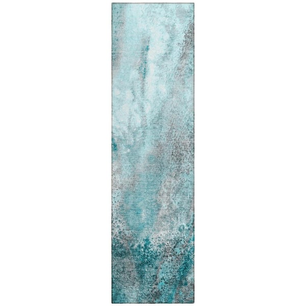 Chantille ACN505 Teal 2 ft. 3 in. x 7 ft. 6 in. Machine Washable Indoor/Outdoor Geometric Runner Rug