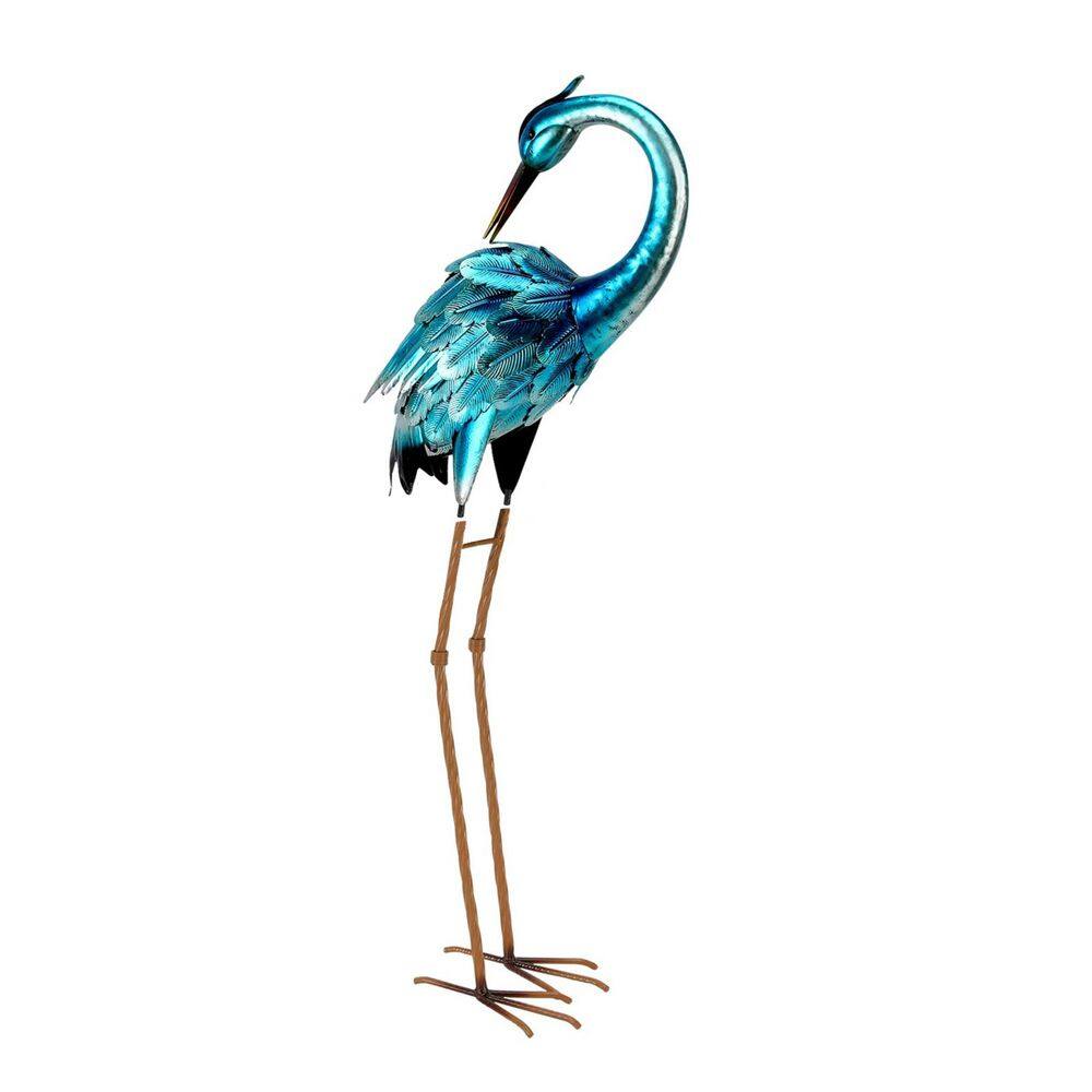 28.7 in. H Blue Metal Crane Garden Statue, Blue Heron Sculpture Yard Art, Large Heron Decoy, Bird Statues price history on PriceWatchPro