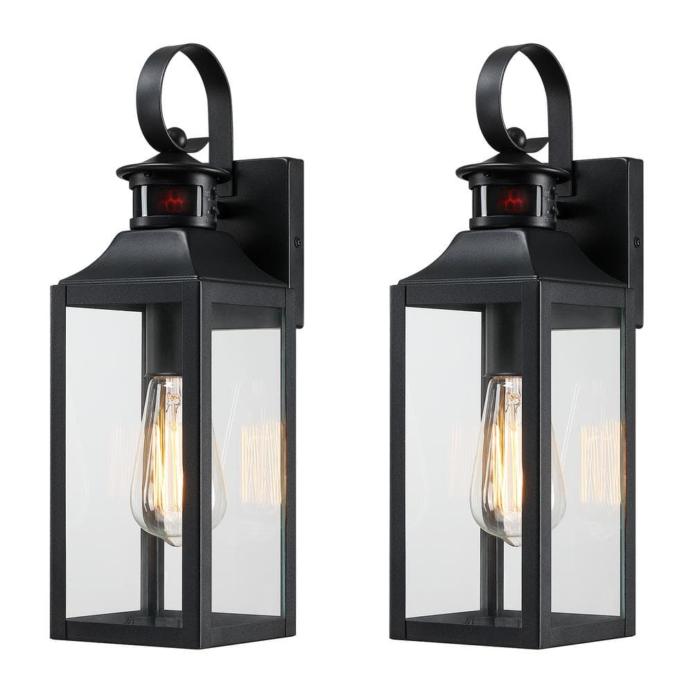 pasentel 1-Light Black Motion Sensing Dusk to Dawn Outdoor