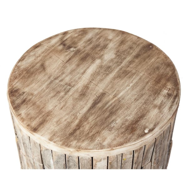 Patio Sense Elyse Round Wood Outdoor Garden Stool 62420 The Home Depot