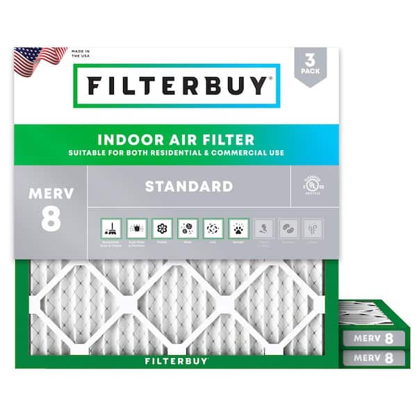20 in. x 20 in. x 1 in. MERV 8 (FPR 5) Dust Defense Pleated HVAC AC Furnace Air Filters Replacement (3-Pack)