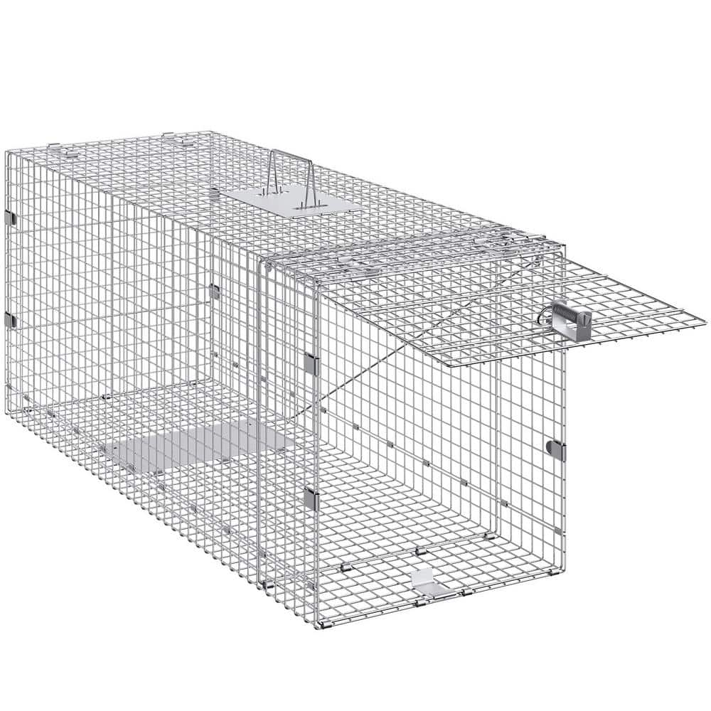 SKYSHALO Live Animal Cage Trap, 50 x 20 x 26 in. Humane Cat Trap ...