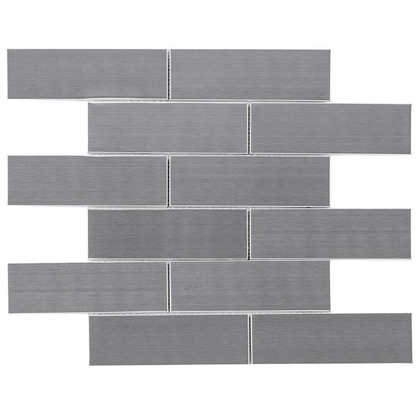 MOLOVO Iron Siliver 11.82 in. x 11.97 in. Brick Joint Matte Stainless Steel Mosaic Tile (9.9 sq. ft./Case)
