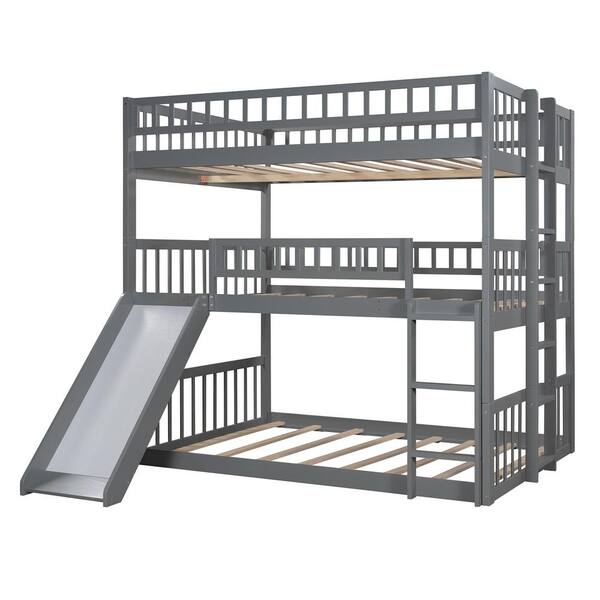 Qualler Gray Full-over-full-over-full Size Separable Triple Bed With 