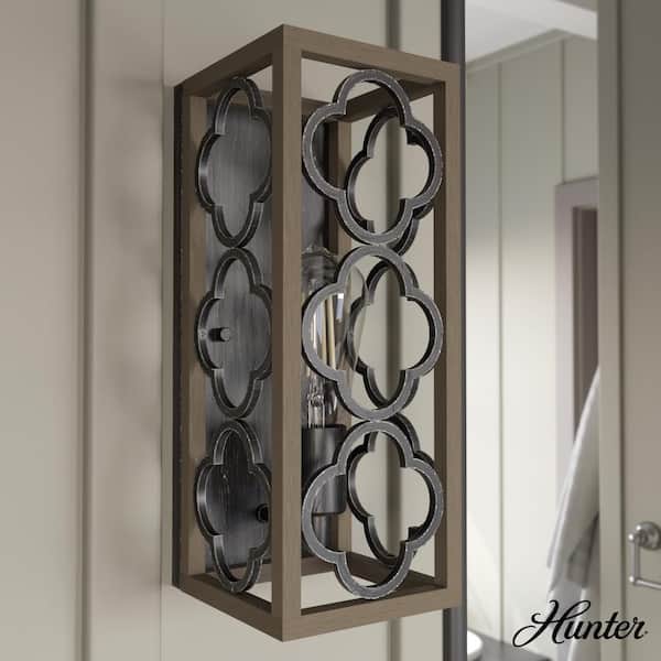 Hunter Gablecrest 1 Light French Oak Wall Sconce Bathroom Light