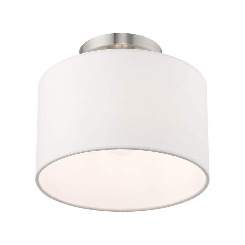 Clark 10" Indoor/Outdoor Brushed Nickel Drum Ceiling Light