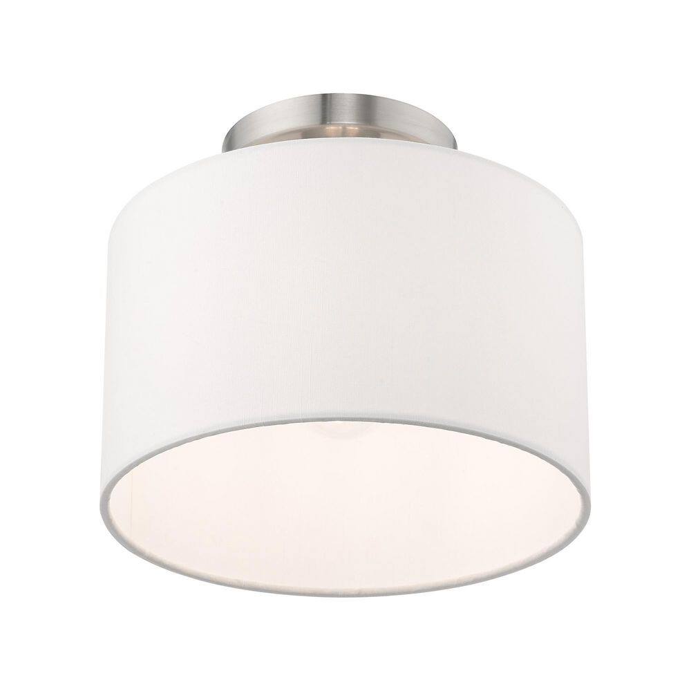 Clark 10" Indoor/Outdoor Brushed Nickel Drum Ceiling Light
