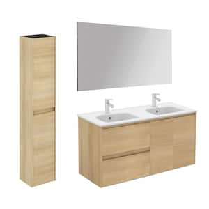 Ambra 47.5 in. W x 18.1 in. D x 22.3 in. H Bathroom Vanity Unit in Nordic Oak with Mirror and Column