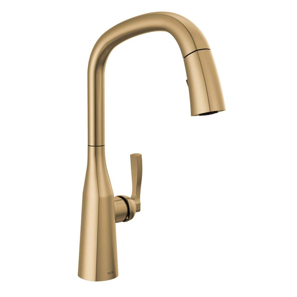 Delta Stryke Single Handle Pull Down Sprayer Kitchen Faucet in Lumicoat Champagne Bronze