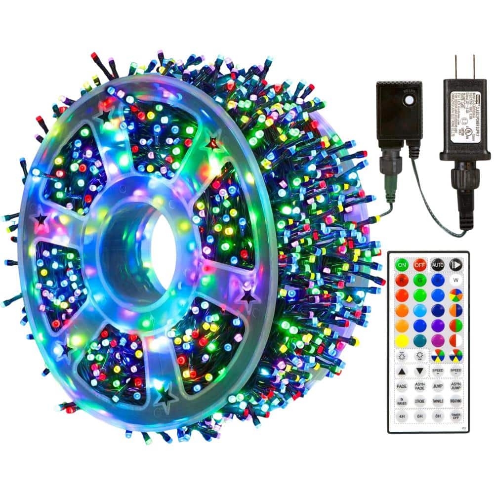500-Lights 164 ft. Indoor/Outdoor Fairy Plug-in LED Christmas String Lights with Remote Control and Timer, RGB price history on PriceWatchPro