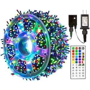 500-Lights 164 ft. Indoor/Outdoor Fairy Plug-in LED Christmas String Lights with Remote Control and Timer, RGB