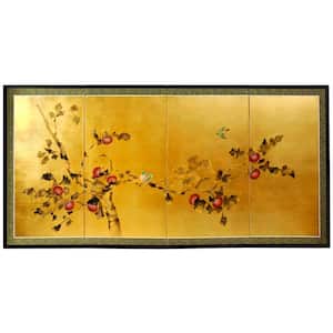 48 in. x 24 in. "Gold Leaf Cherry Blossom Silk Screen" Wall Art