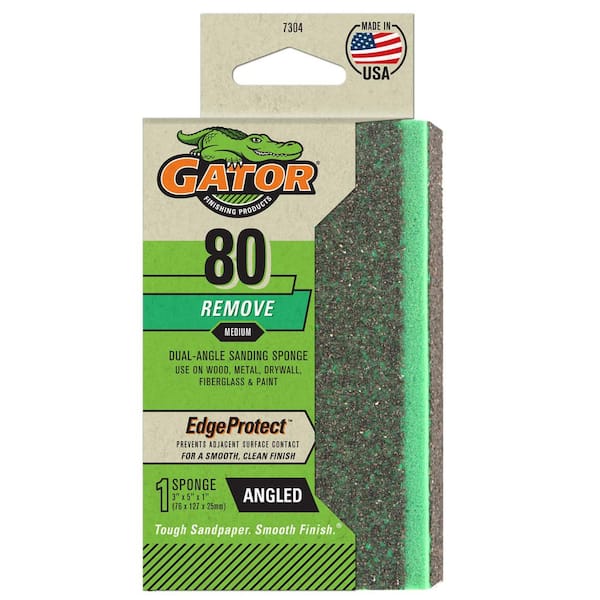 Super Sponge 3 in. x 5 in. x 1 in. Medium 80-Grit Angled Sanding Sponge