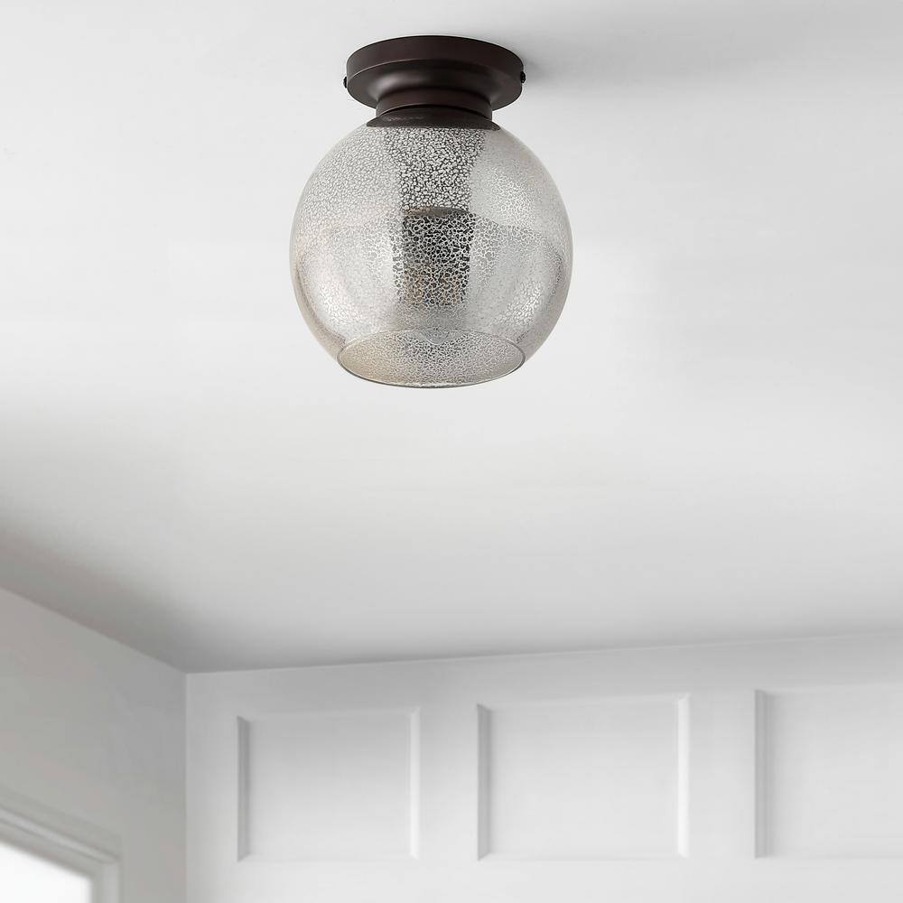 Mercury Silver Glass Dome LED Flush Mount Ceiling Light
