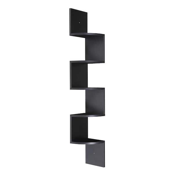 OneSpace 5-Tier Black Large Corner Wall Mount Shelf