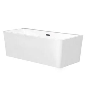67 in. Acrylic  Freestanding Flatbottom Soaking Bathtub in Glossy White with Drain