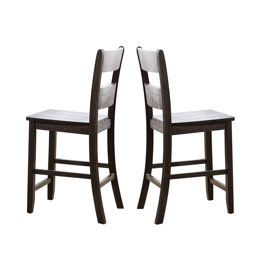Brown Upholstered Ladderback High Wood Side Chair