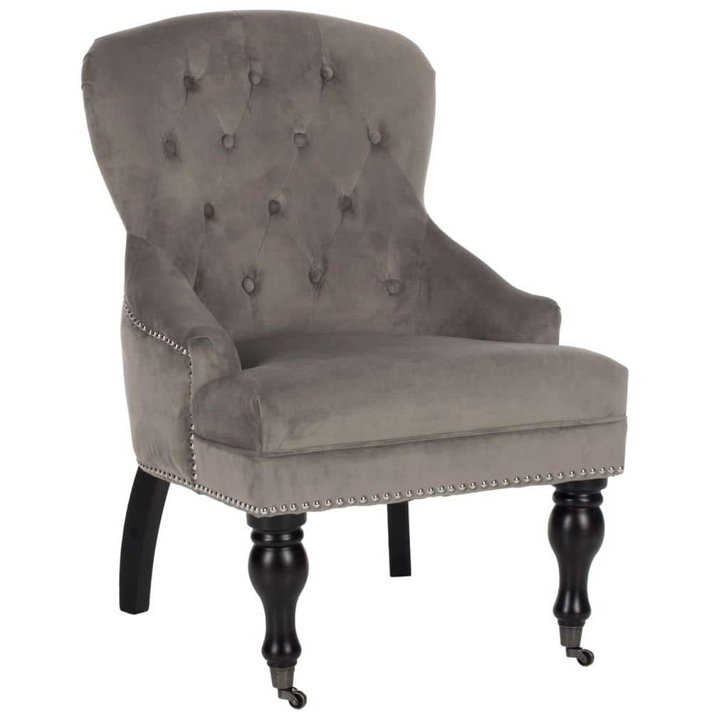 Contemporary Mushroom Gray Wood Accent Arm Chair 24"