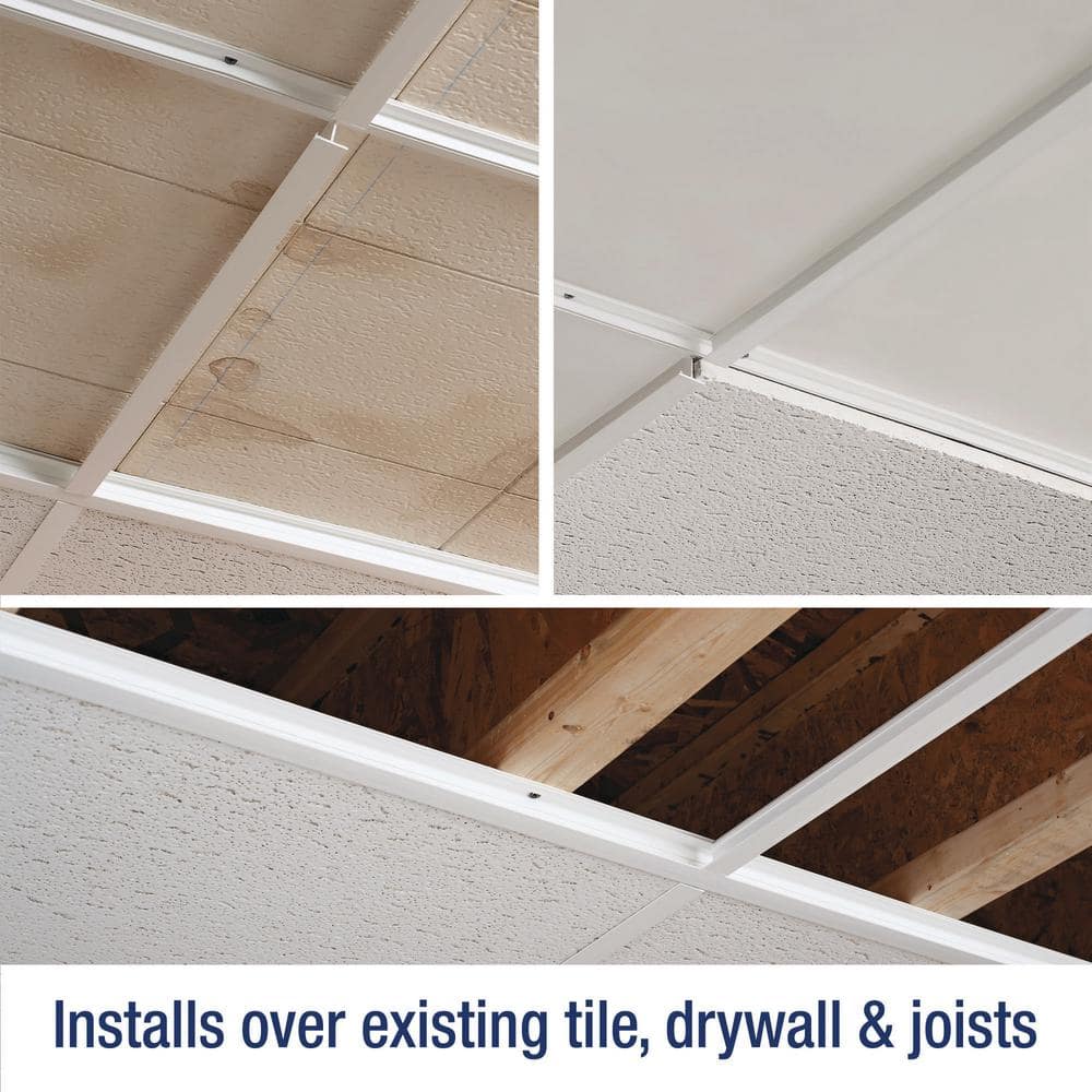 White and Black PVC Surface Mount Ceiling Grid Kit