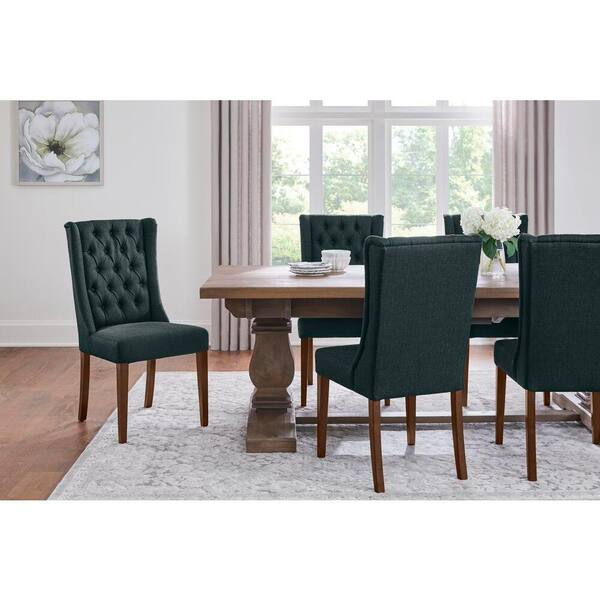 Home Decorators Collection Dorbrook Diamond-Tufted Upholstered Dining Chairs in Charleston Blue (Set of 2)