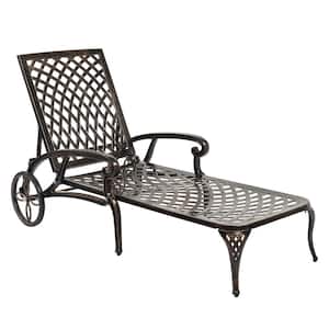 Single Bronze Aluminum Outdoor Adjustable Chaise Lounge