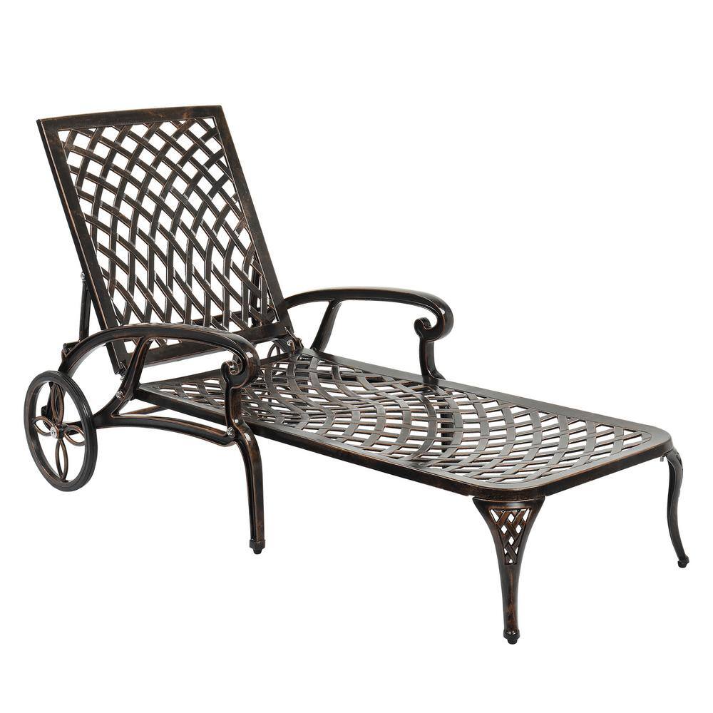 Winado Single Bronze Aluminum Outdoor Adjustable Chaise Lounge