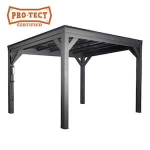 Stonebridge 12 ft. x 9 ft. 6 in. Black All Metal Steel Gazebo with Slant Roof