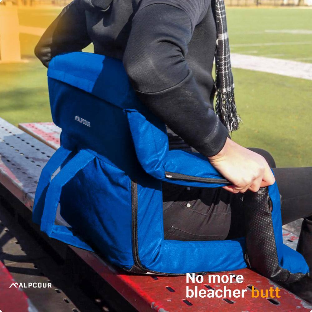 Royal Blue Heated Reclining Stadium Seat with Armrests