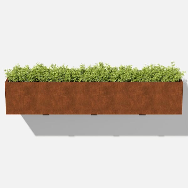 Veradek Trough Railing 48 in. Rust Corten Steel Metal Window Box Planter