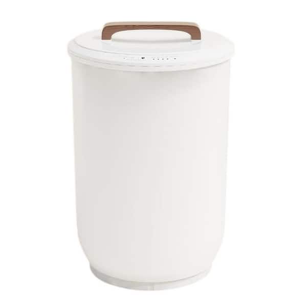Large Heated Towel Warmer Bucket with Wood Handle and Auto Shut Off Fits Two Oversized Towels in White, Electric