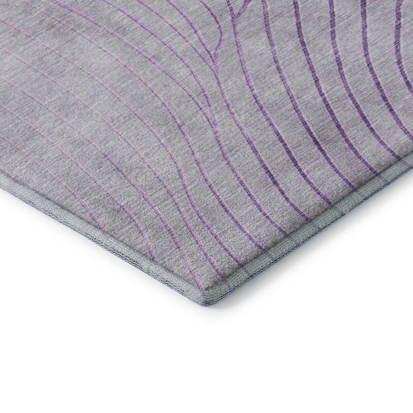 Mayfield Premium Machine Washable Abstract AMF2107 Lavender 3 ft. x 5 ft. Area Rug