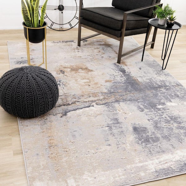 Zephyr Collections 5 ft. x 8 ft. Taupe Distressed Indoor Area Rug