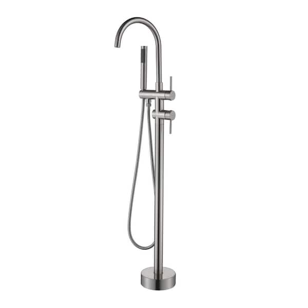 Single-Handle Claw Foot Freestanding Tub Faucet in Brushed Nickel