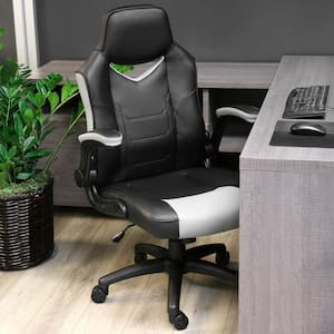 High Back Adjustable Faux Leather Office Chair in Black and Gray