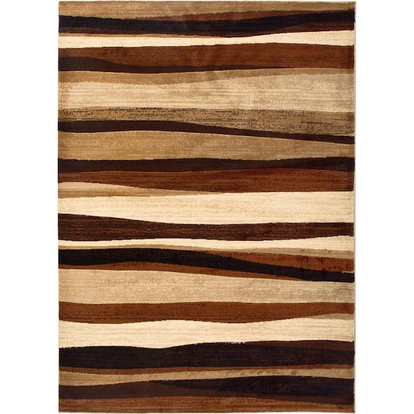 Home Dynamix Tribeca Brown/Ivory 3 ft. x 5 ft. Striped Area Rug