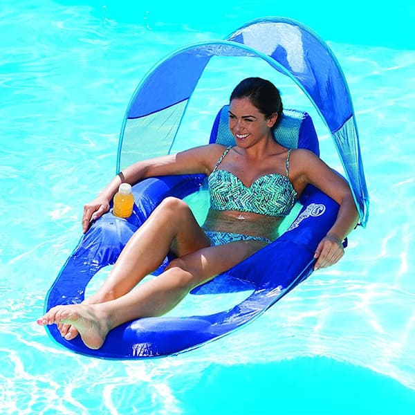 SwimWays Spring Float Recliner Floating Pool Lounge Chair 2 Pack 13018
